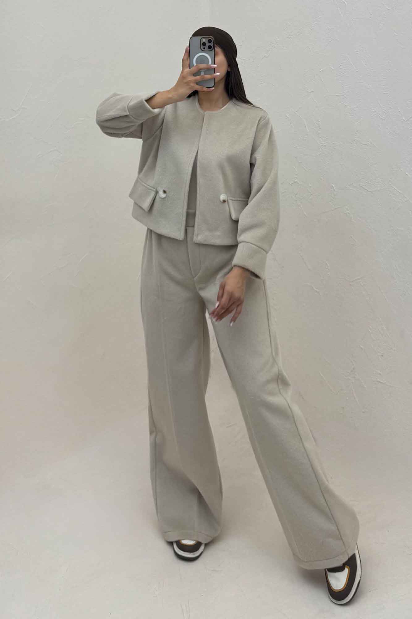 کت و شلوار جیب نما موهر آستردار