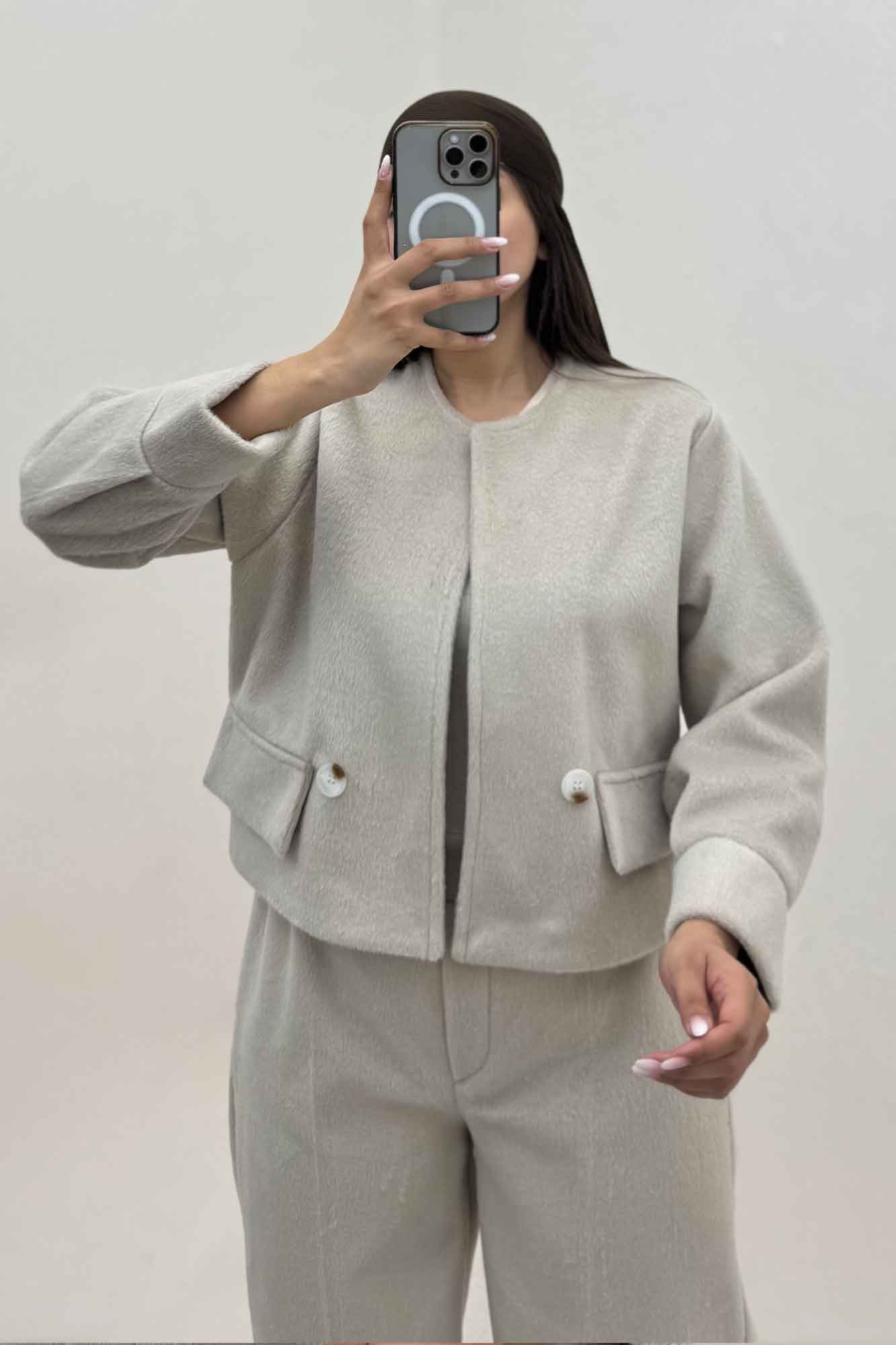 کت و شلوار جیب نما موهر آستردار