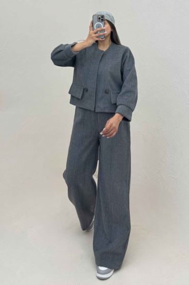 کت و شلوار جیب نما موهر آستردار