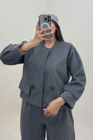 کت و شلوار جیب نما موهر آستردار