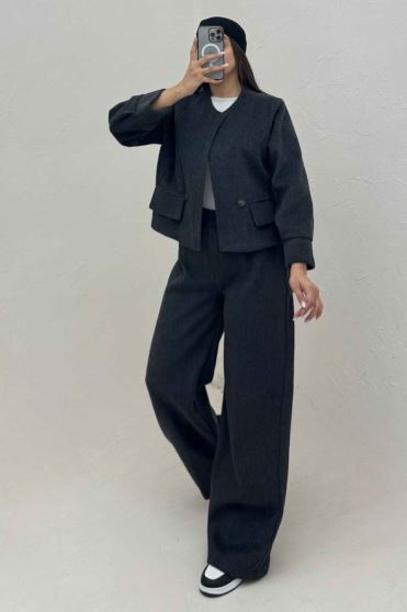 کت و شلوار جیب نما موهر آستردار