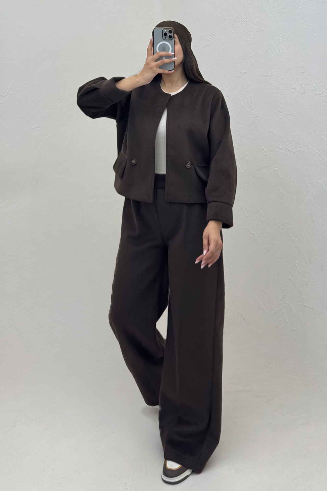 کت و شلوار جیب نما موهر آستردار