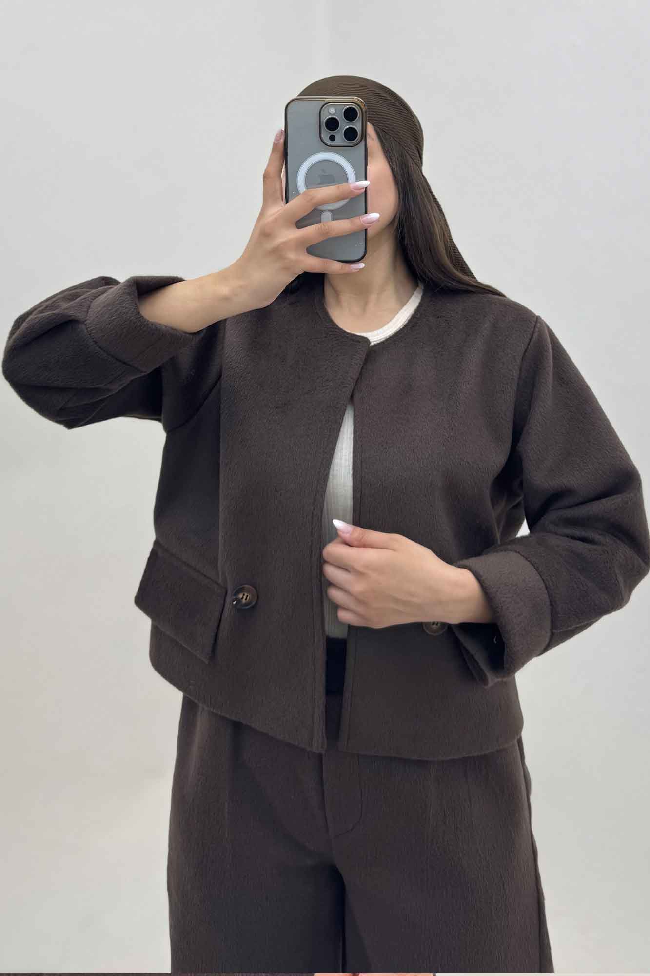 کت و شلوار جیب نما موهر آستردار