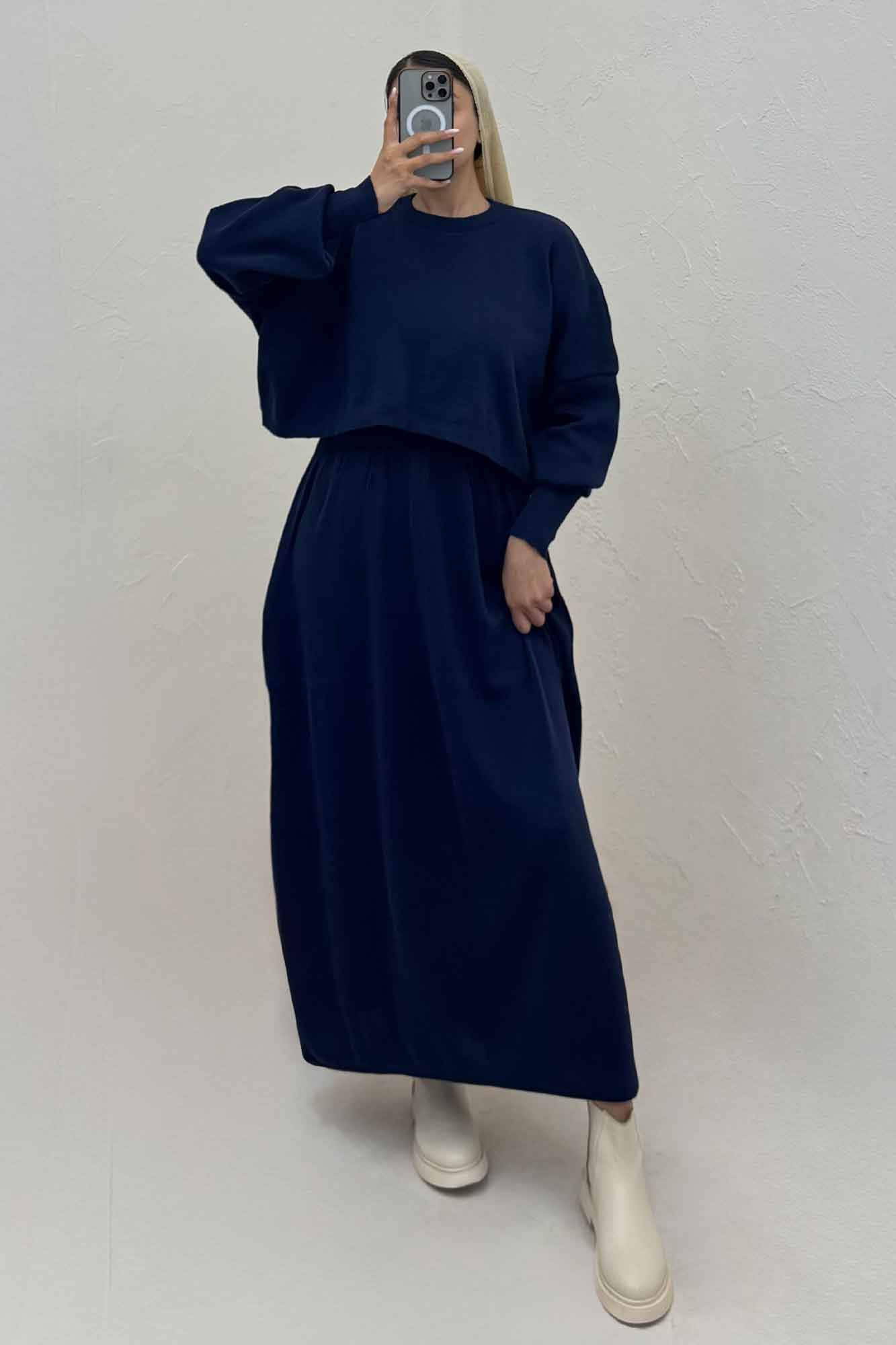 ست بافت اورال دامنی بلند و رویه