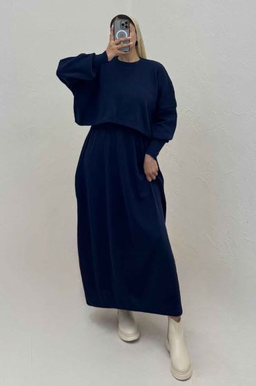 ست بافت اورال دامنی بلند و رویه