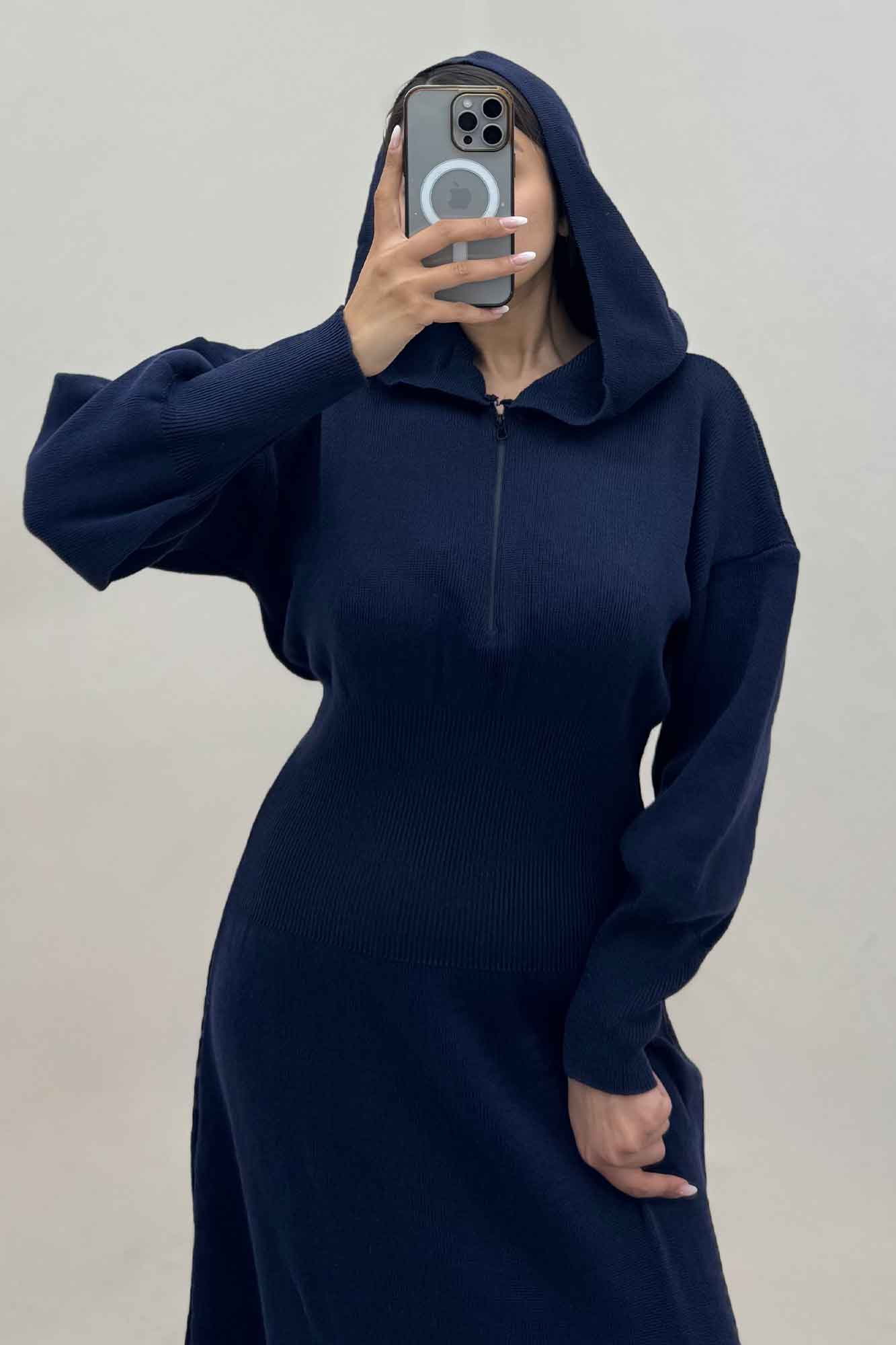 کفتان بلند بافت کمرگنی کلاهدار