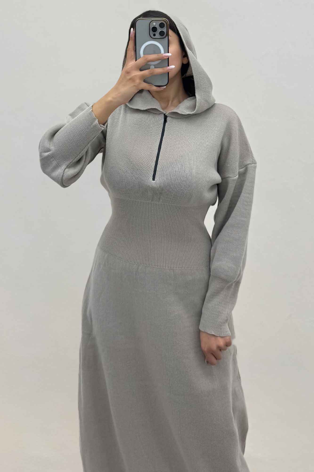 کفتان بلند بافت کمرگنی کلاهدار