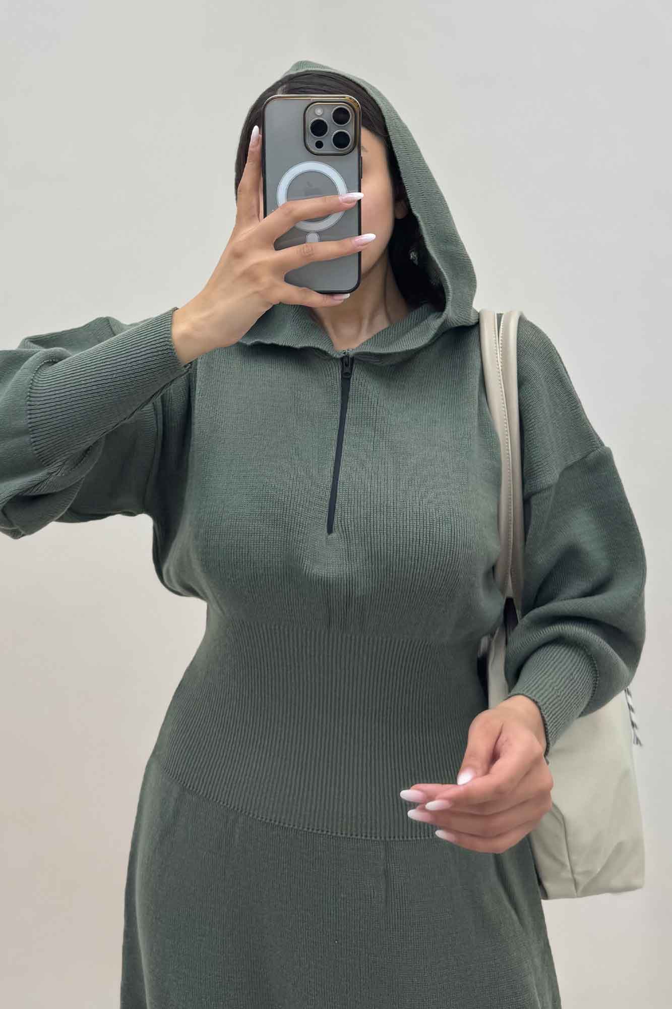 کفتان بلند بافت کمرگنی کلاهدار