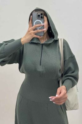 کفتان بلند بافت کمرگنی کلاهدار