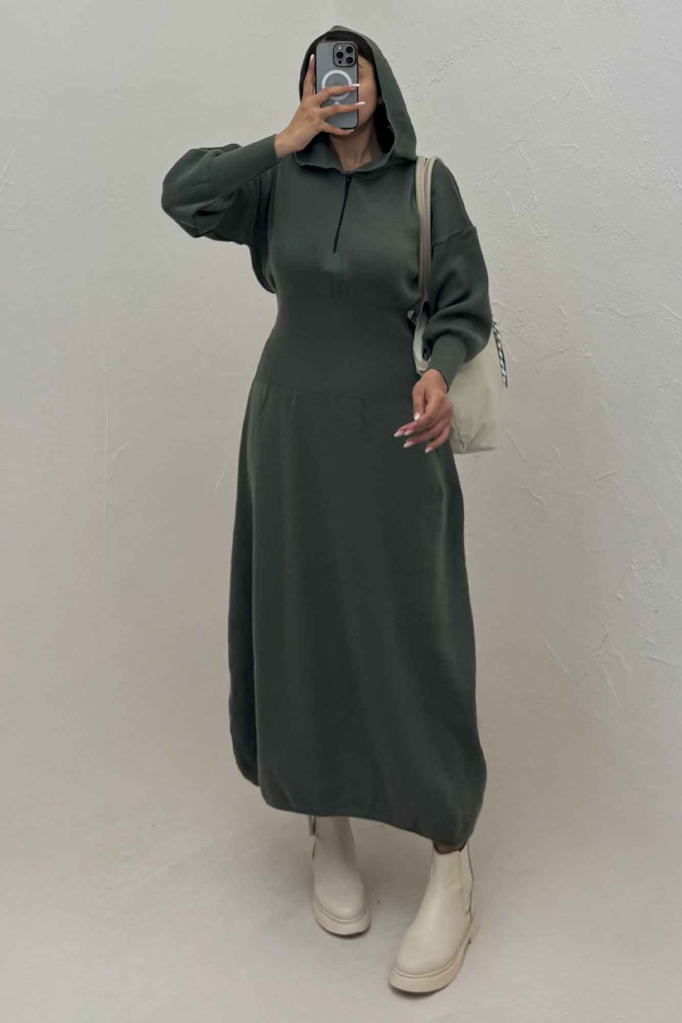 کفتان بلند بافت کمرگنی کلاهدار