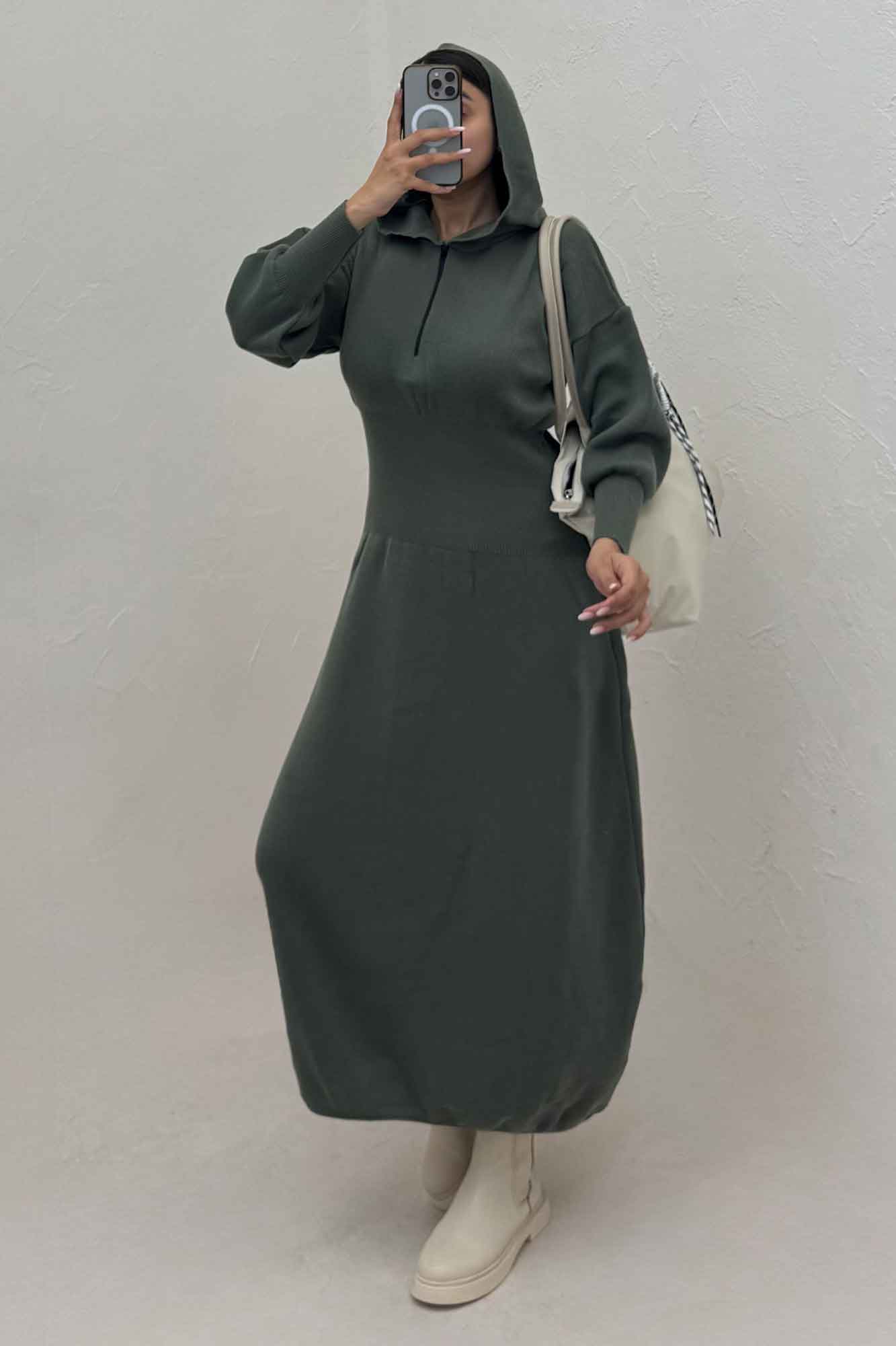 کفتان بلند بافت کمرگنی کلاهدار