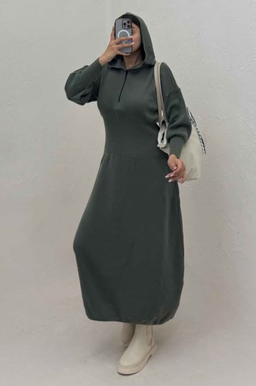 کفتان بلند بافت کمرگنی کلاهدار