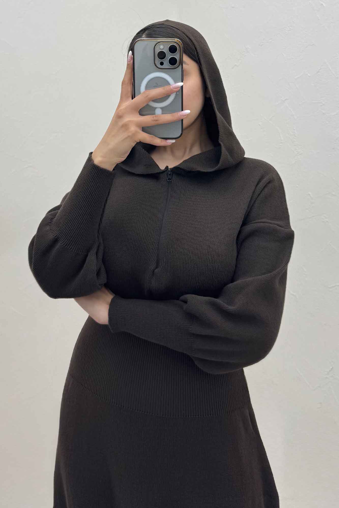 کفتان بلند بافت کمرگنی کلاهدار