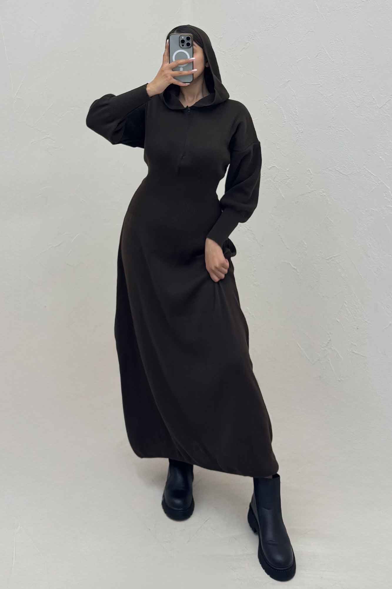 کفتان بلند بافت کمرگنی کلاهدار