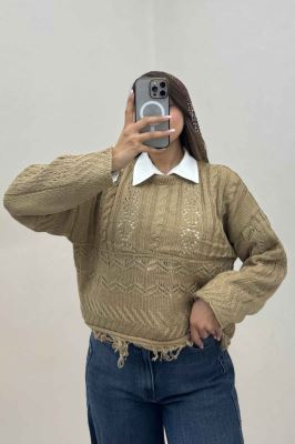 بلوز بافت طرحدار پایین ریش 1015