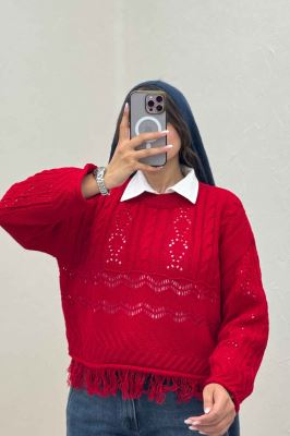 بلوز بافت طرحدار پایین ریش 1015