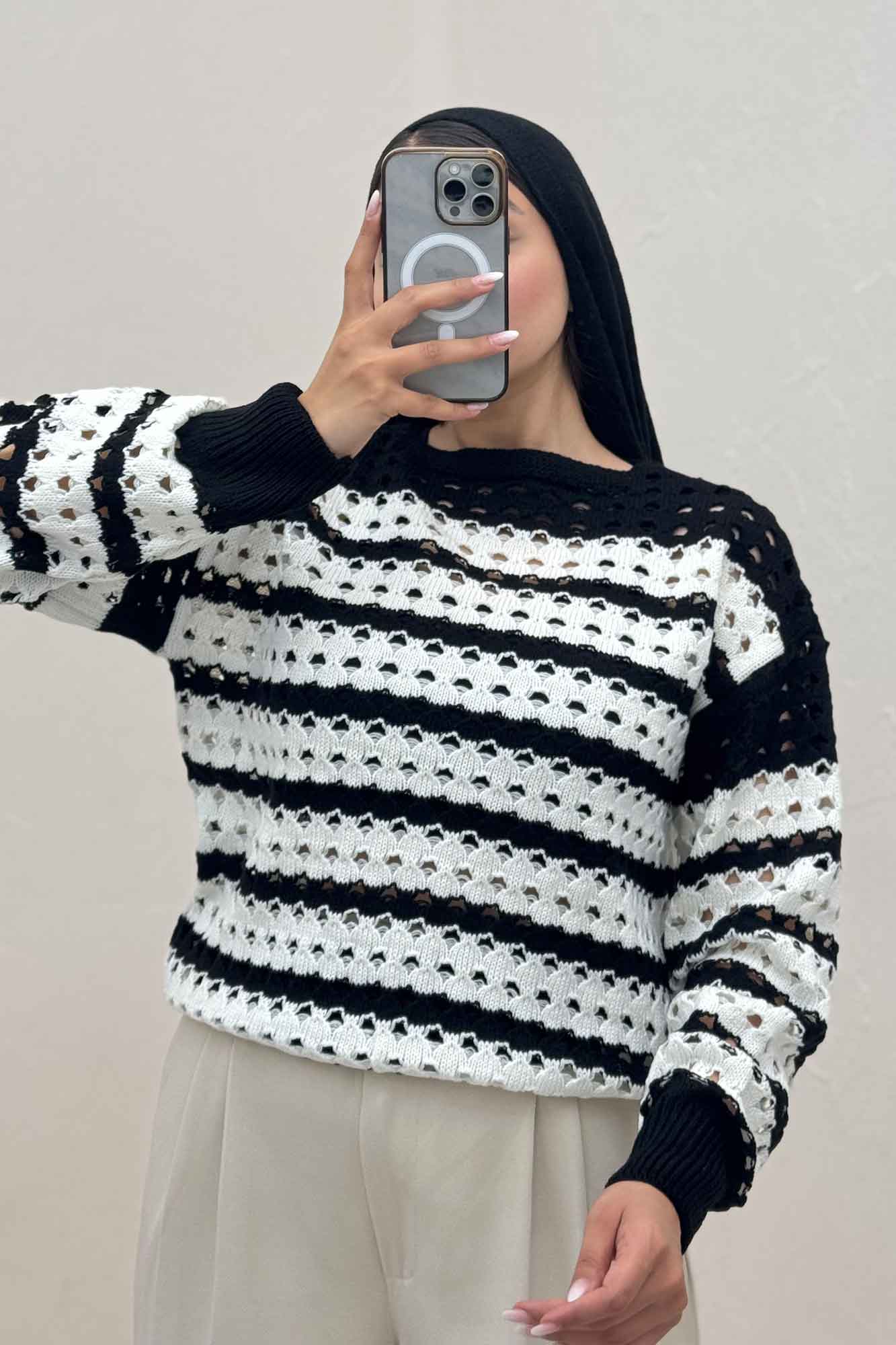 بلوز بافت دو رنگ کد 442