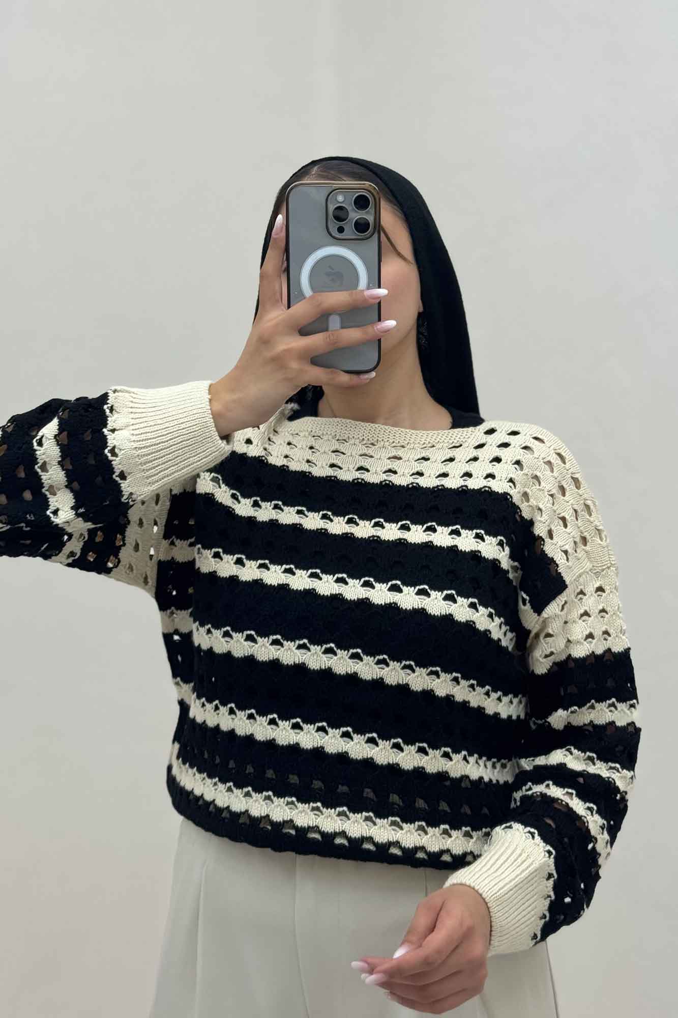 بلوز بافت دو رنگ کد 442