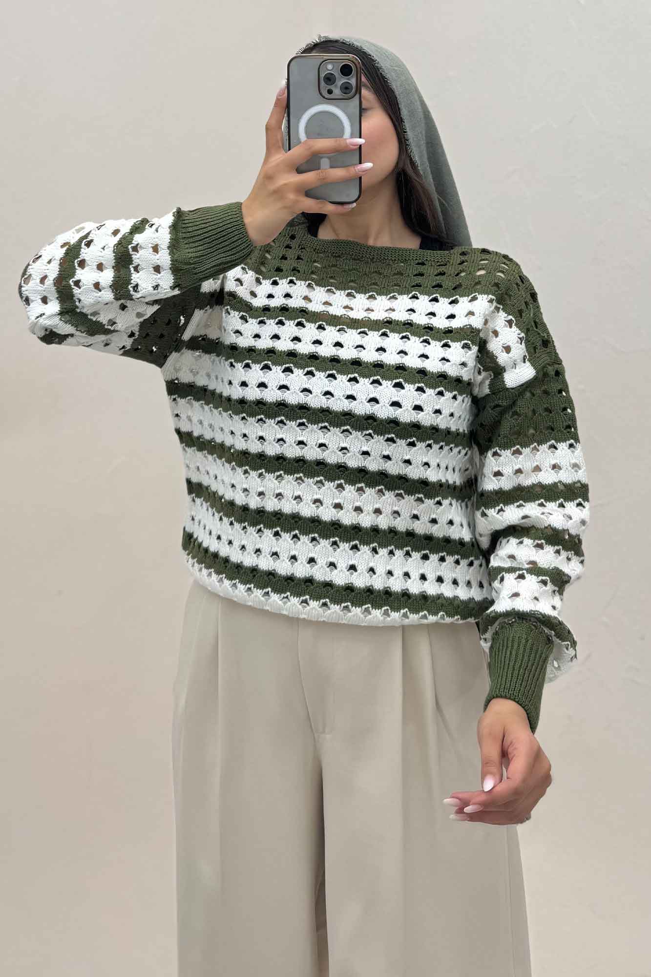 بلوز بافت دو رنگ کد 442