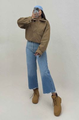 بامبر کتان کاپرا زیپ دکمه کد 443