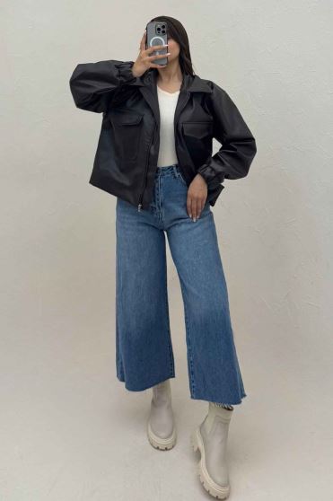 کاپشن چرم دو جیب کد 450