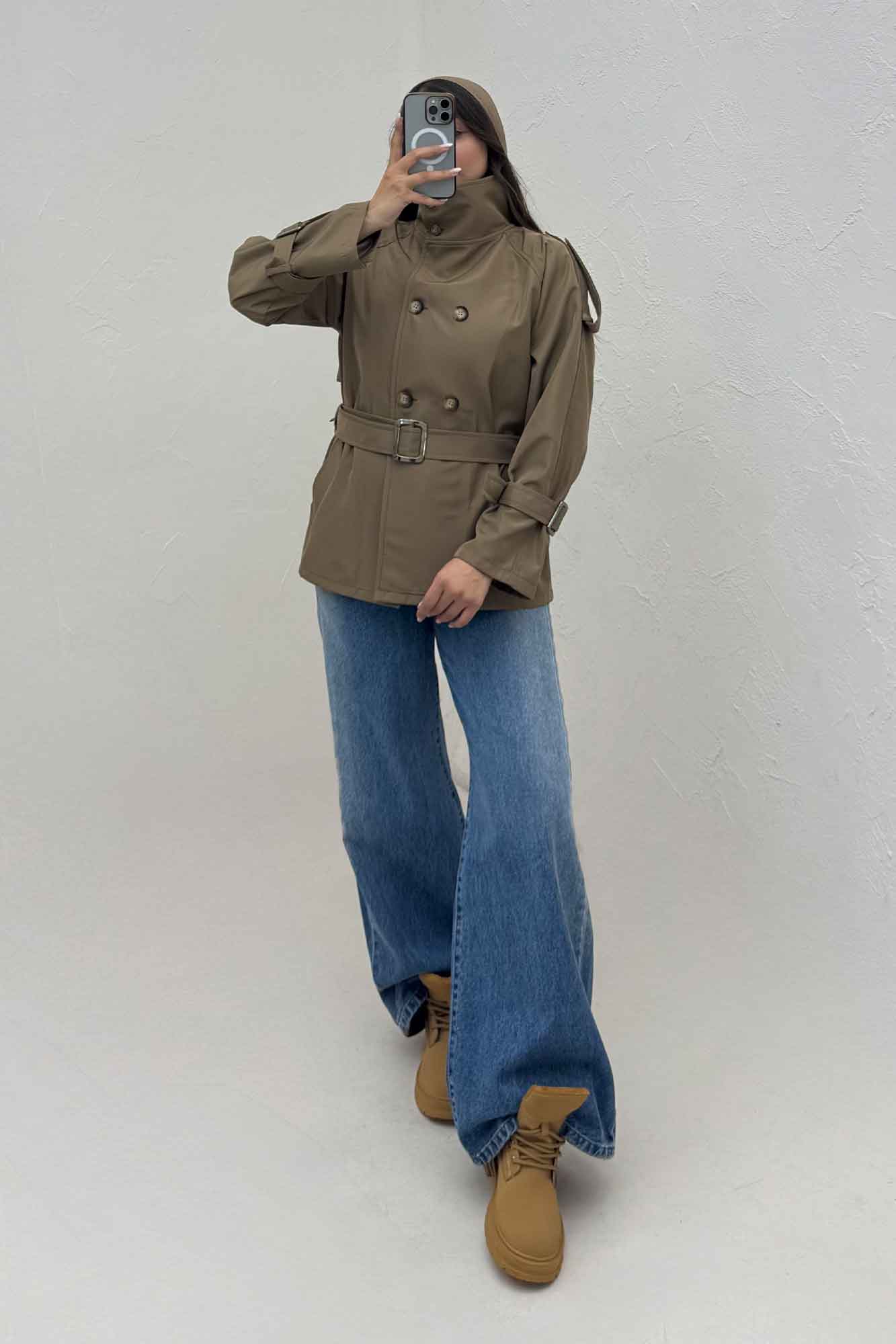 کت سانتانا یقه ایستاده آستین سگک