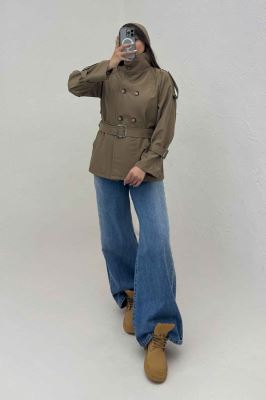 کت سانتانا یقه ایستاده آستین سگک