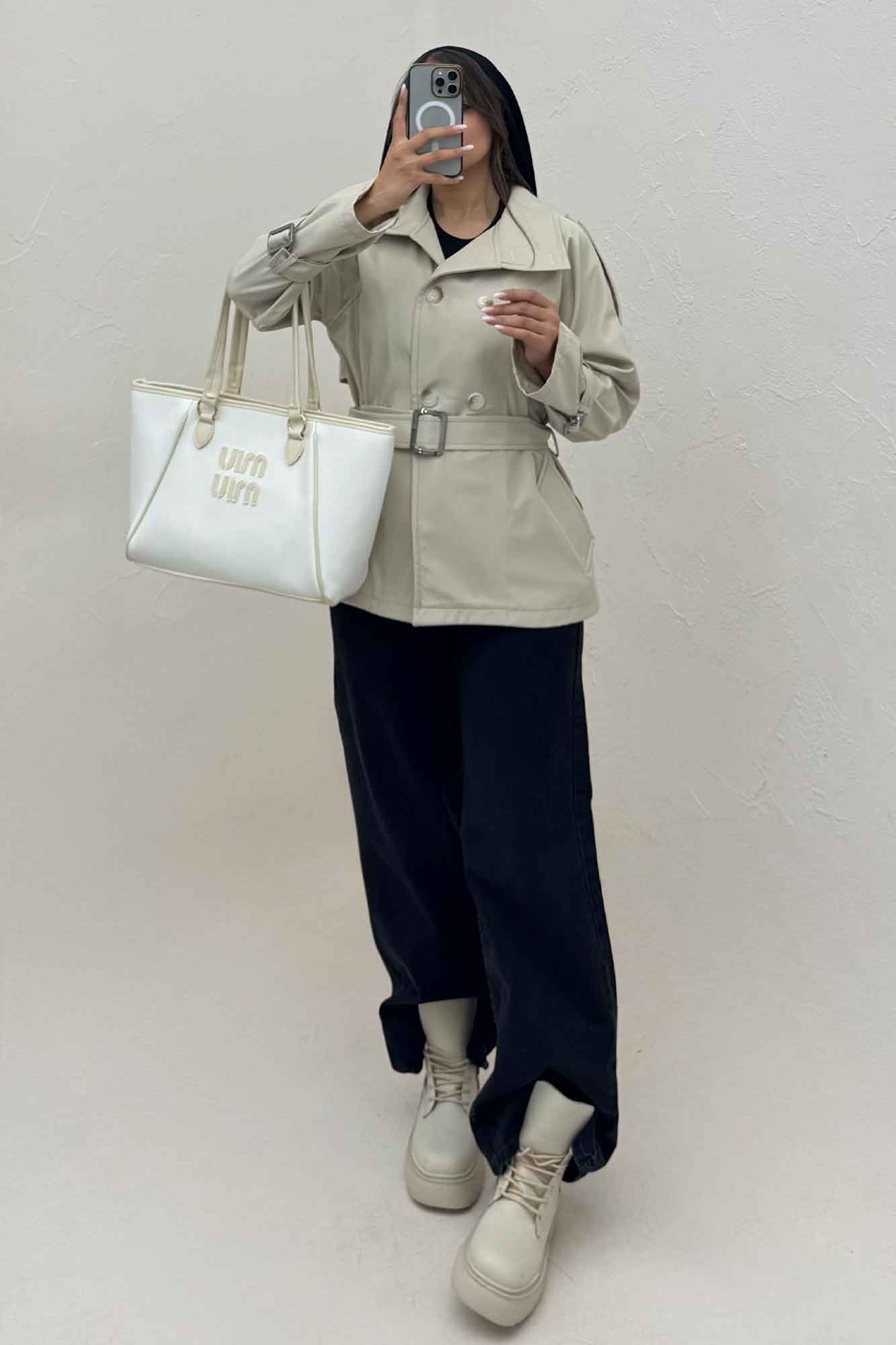 کت سانتانا یقه ایستاده آستین سگک