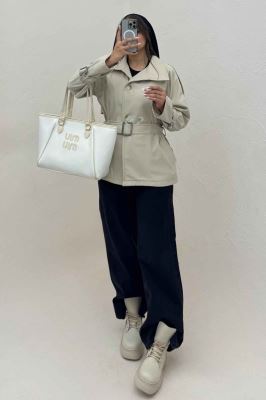 کت سانتانا یقه ایستاده آستین سگک