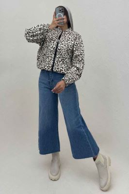 بامبر جکت کتان پلنگی کد 1146