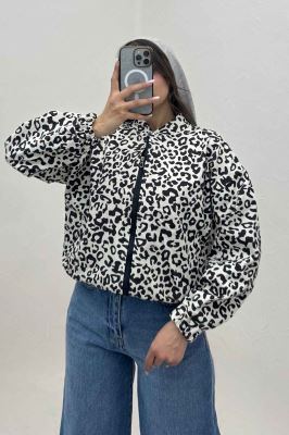 بامبر جکت کتان پلنگی کد 1146