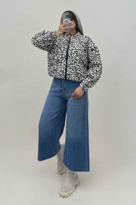 بامبر جکت کتان پلنگی کد 1146