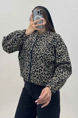 بامبر جکت کتان پلنگی کد 1146