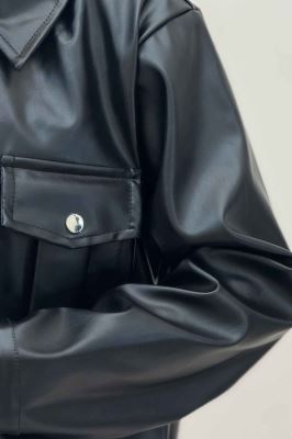 بامبر جکت چرم دکمه پرچی کد 1142