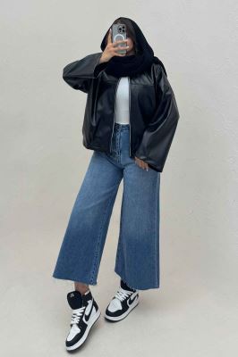 بامبر جکت چرم جلو زیپ کد 1137