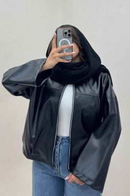 بامبر جکت چرم جلو زیپ کد 1137