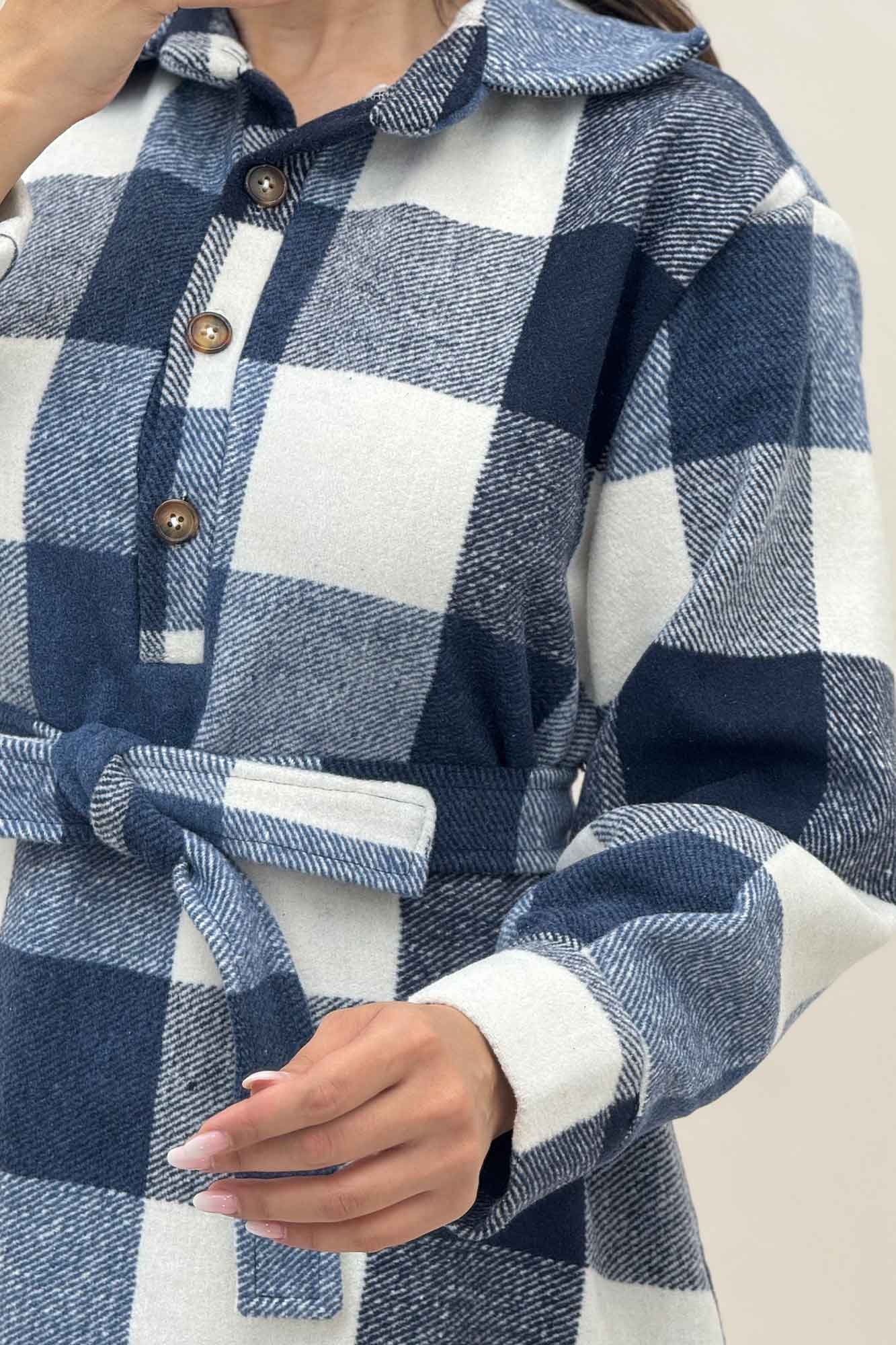 کفتان بلند فوتر پشمی چهارخانه کد 1135