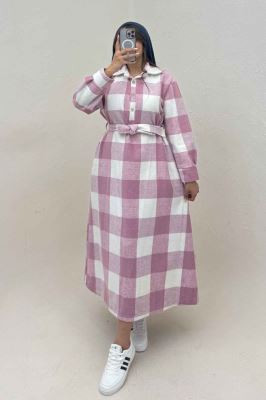 کفتان بلند فوتر پشمی چهارخانه کد 1135