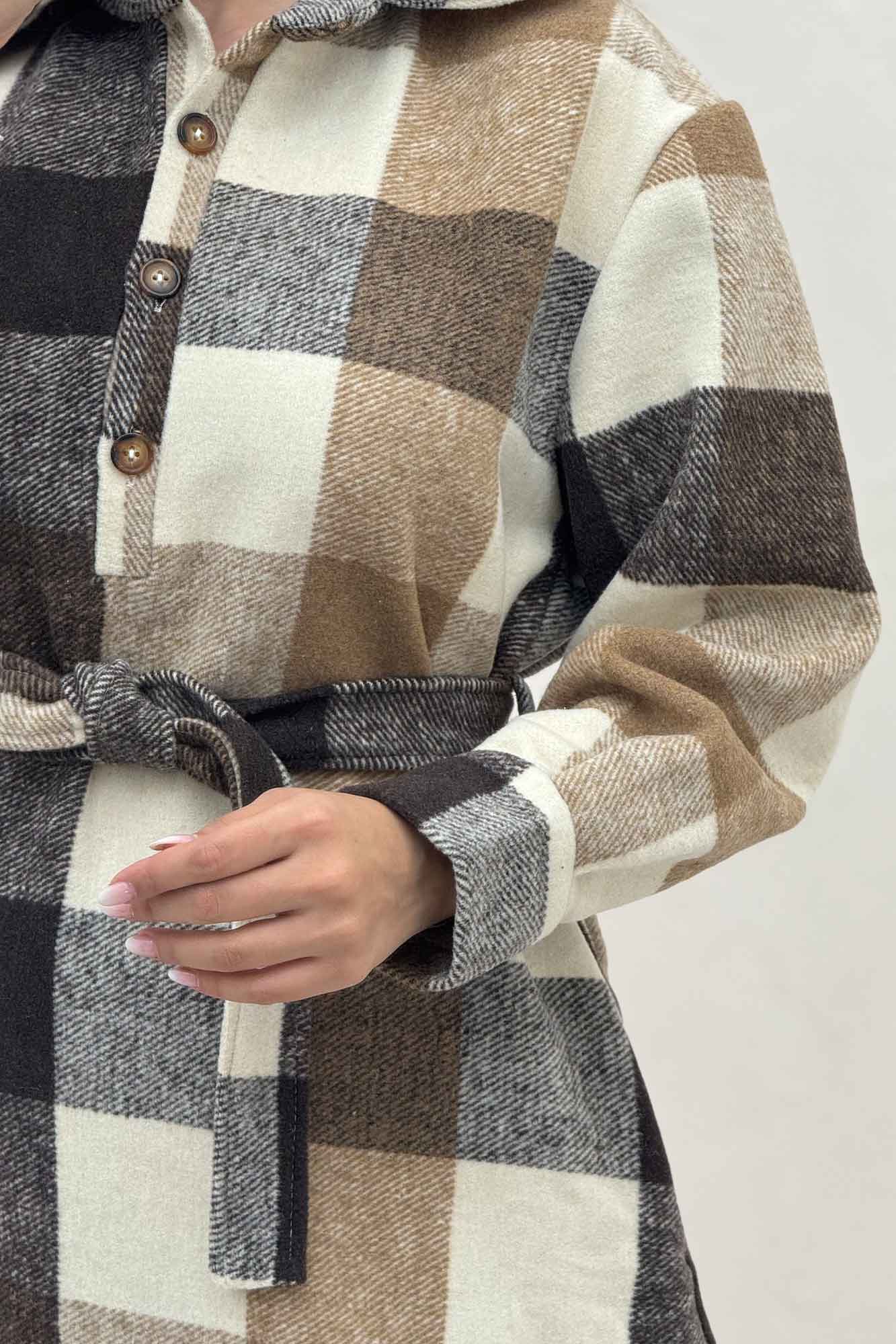 کفتان بلند فوتر پشمی چهارخانه کد 1135