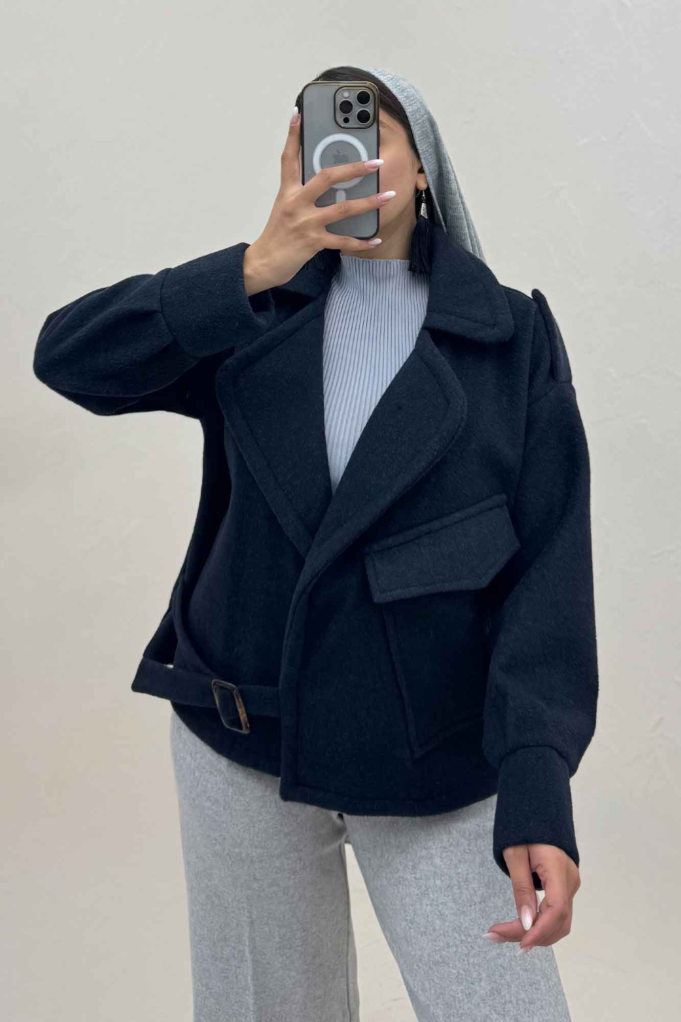 کت فوتر کشمیر پایین سگک تک جیب