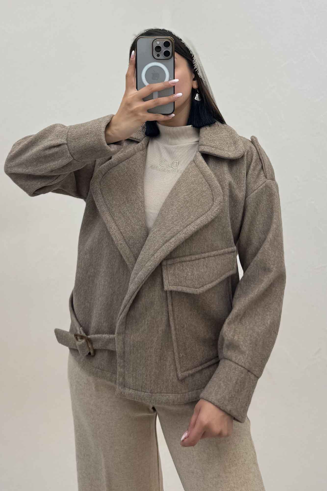 کت فوتر کشمیر پایین سگک تک جیب