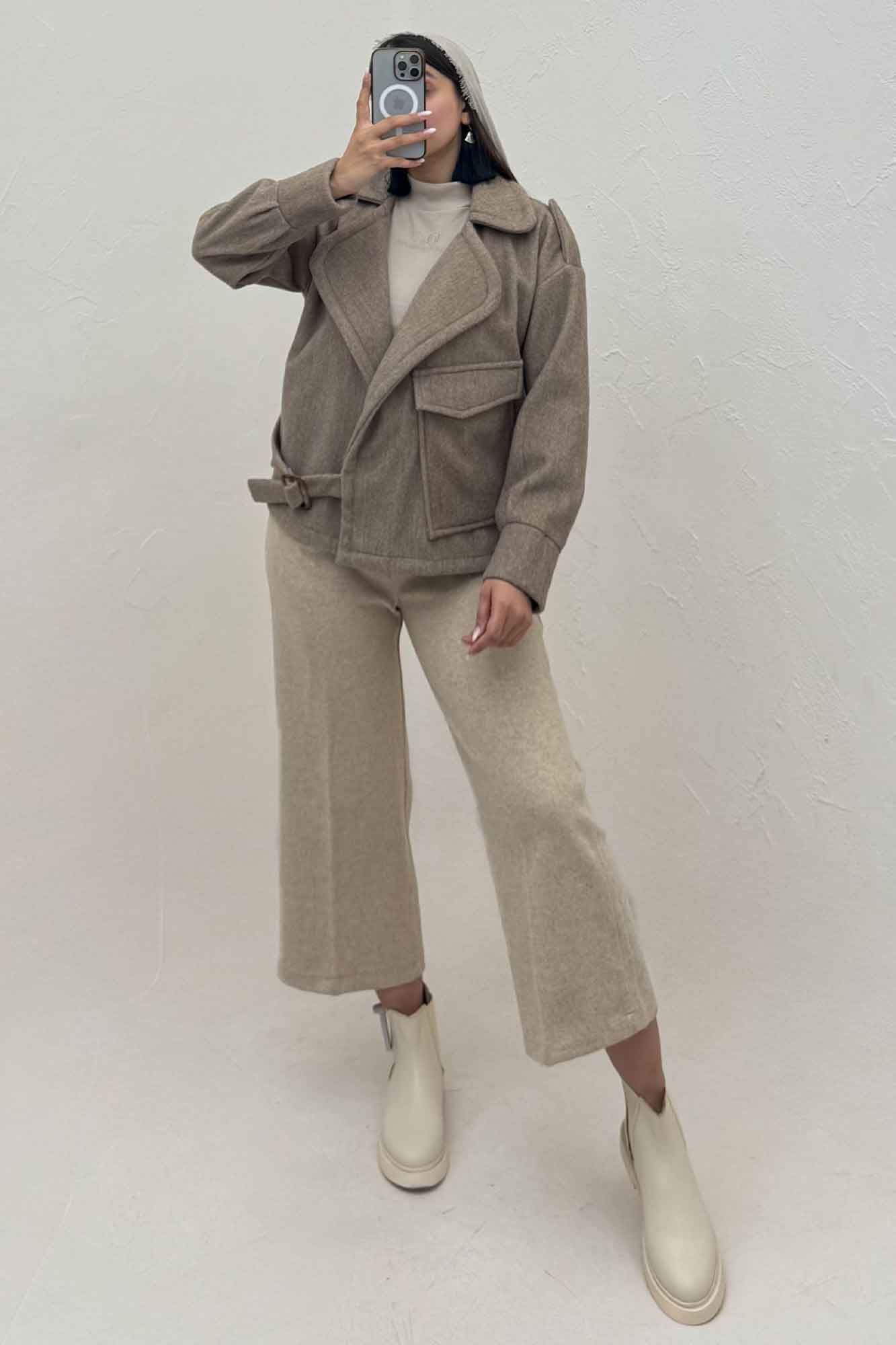 کت فوتر کشمیر پایین سگک تک جیب