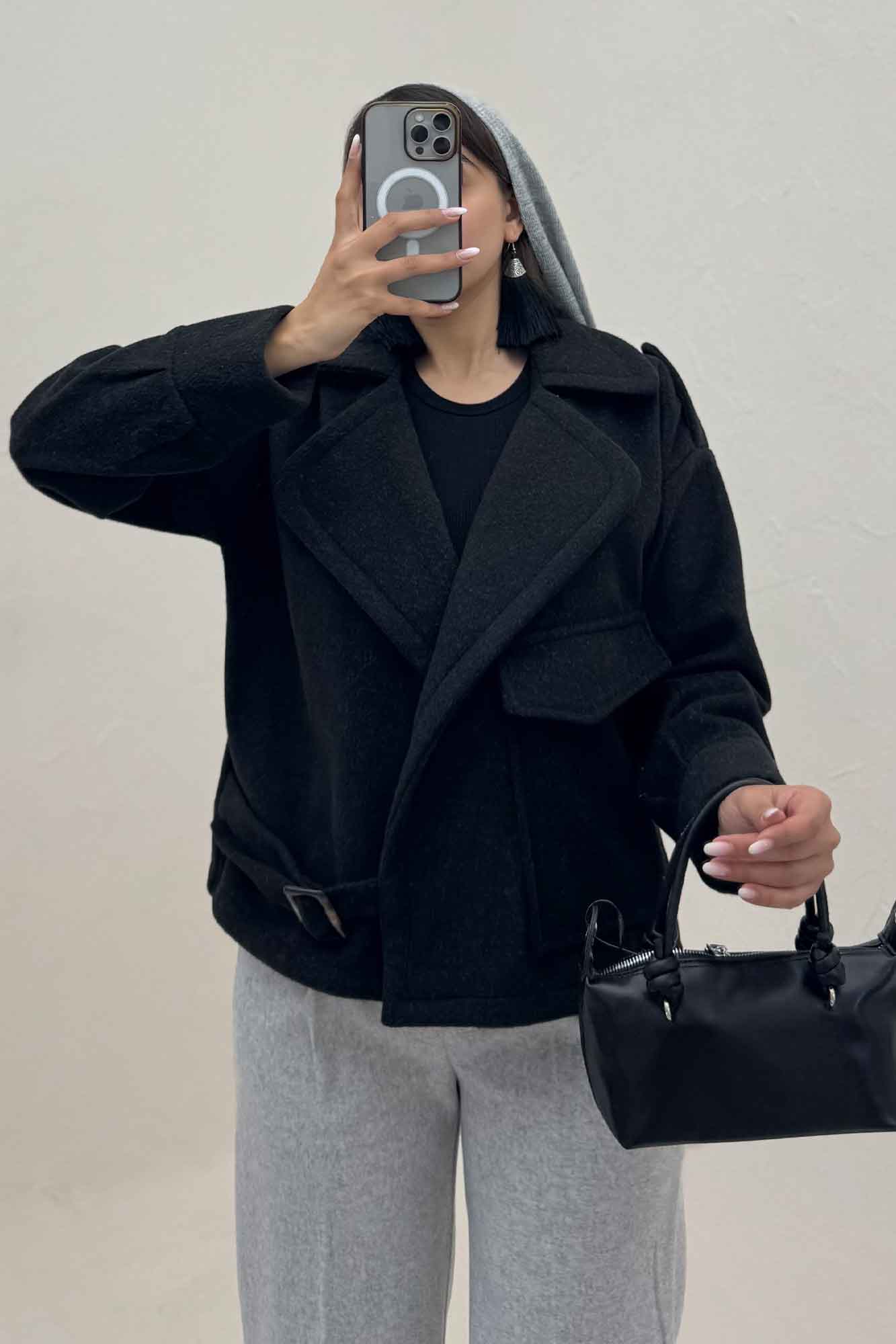 کت فوتر کشمیر پایین سگک تک جیب