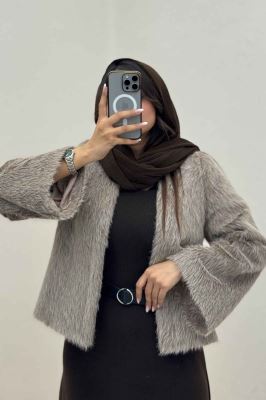 کت خز کوتاه آستردار