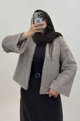 کت خز کوتاه آستردار