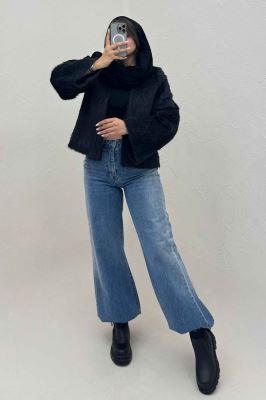 کت خز کوتاه آستردار