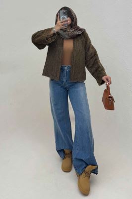 کت خز کوتاه آستردار