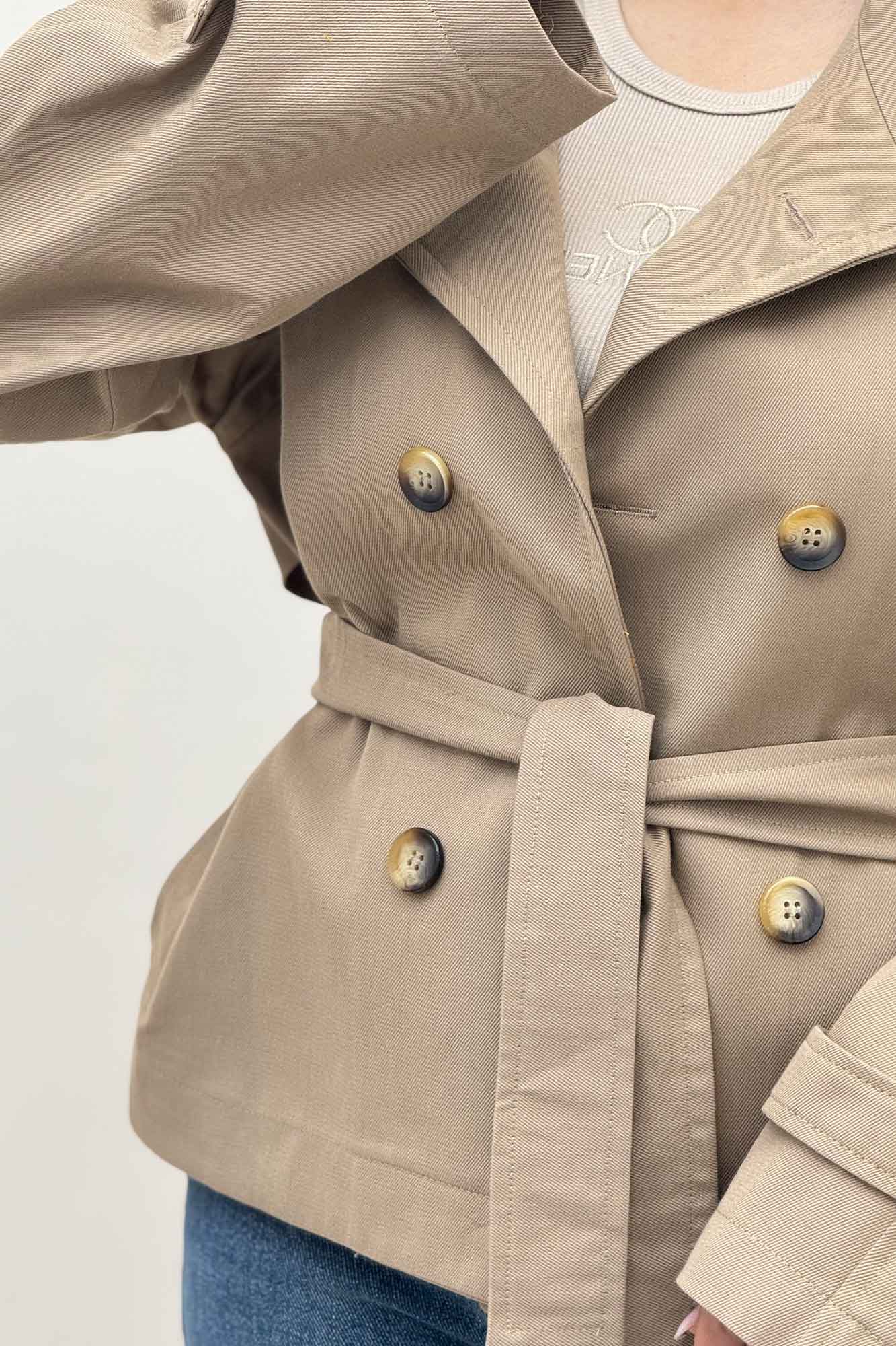 کت کتان کاپرا یقه دو حالته 