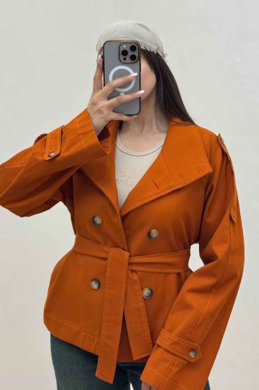 کت کتان کاپرا یقه دو حالته 