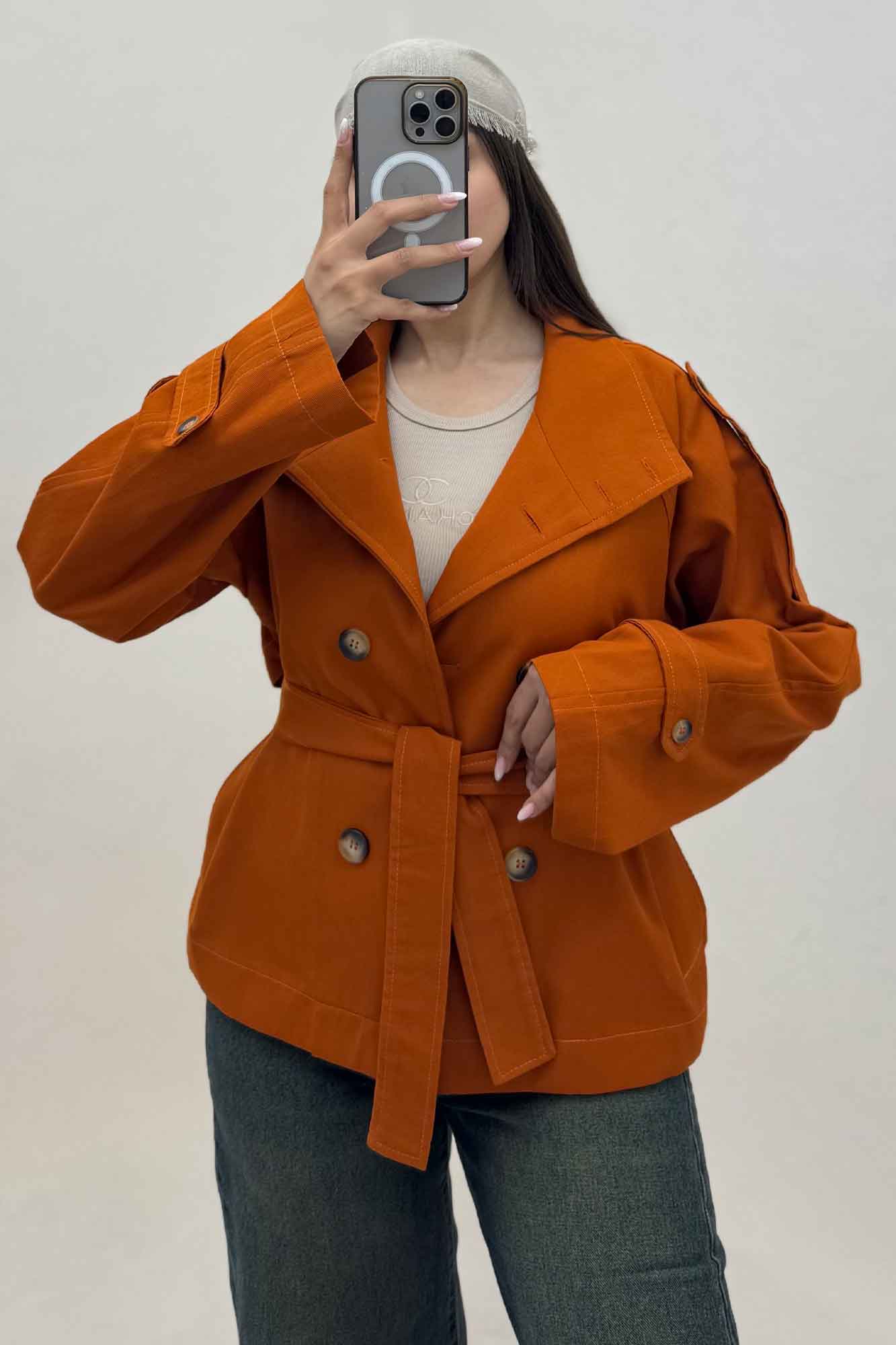 کت کتان کاپرا یقه دو حالته 